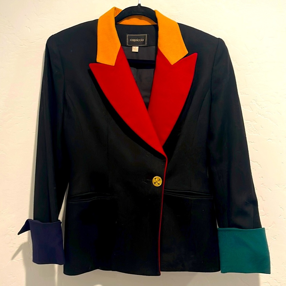 *VINTAGE* 100% Wool Color Block Jacket from Capriccio!